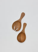 Teak salad cutlery small