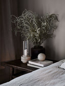 Travertine ljuslykta med glas