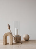 Travertine ljuslykta med glas